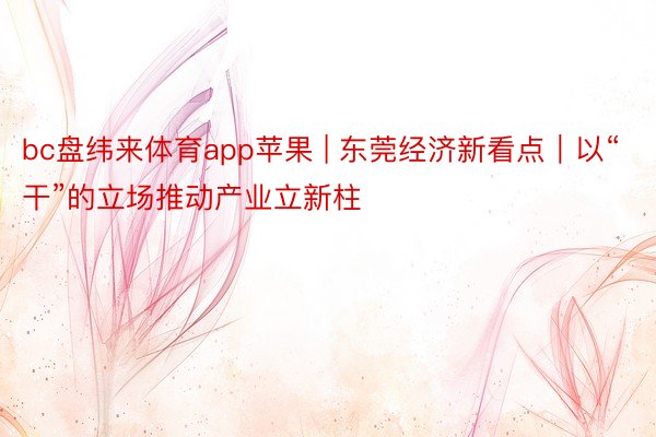 bc盘纬来体育app苹果 | 东莞经济新看点｜以“干”的立场推动产业立新柱