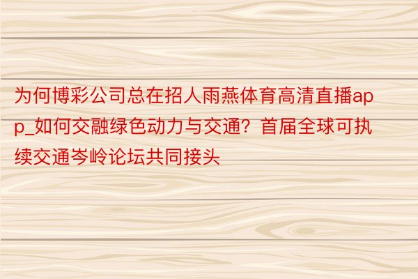 为何博彩公司总在招人雨燕体育高清直播app_如何交融绿色动力与交通？首届全球可执续交通岑岭论坛共同接头